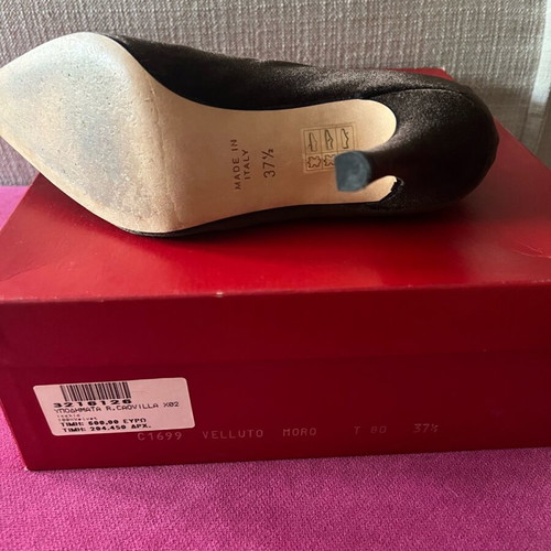 Renne Caovilla boots size 37.5 like new, dark brown velvet, 9 cm heel