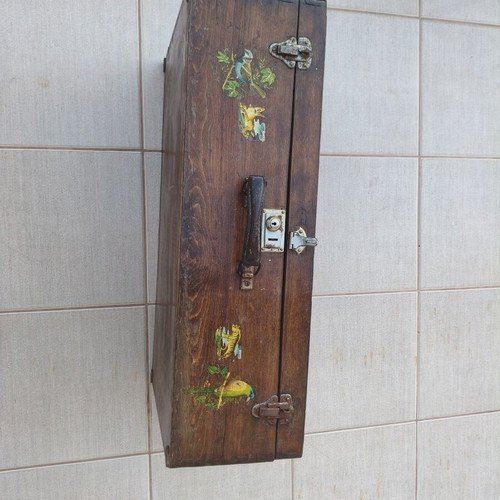 Wooden Vintage Suitcase used with metal clasps 70x40x30 cm
