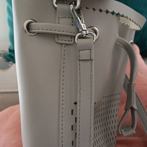 Gray medium-sized bucket crossbody bag like new, synthetic leather