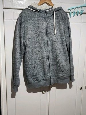 Ανδρική ζακέτα με γούνα μεταχειρισμένη, γκρι, μέγεθος L