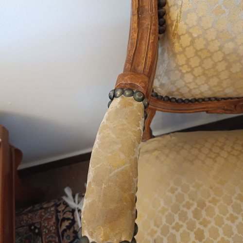 Chair solid wood classic carved used, needs upholstery repair