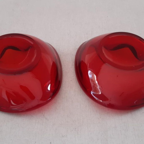 Ashtrays set of 2 red glass used