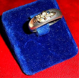 vintage αντικα δαχτυλίδι ασημι στερλινγκ 925 με χρυσο 585 14κ