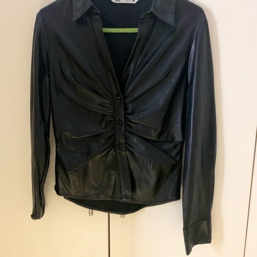Zara leather women's shirt like new, black, size M
