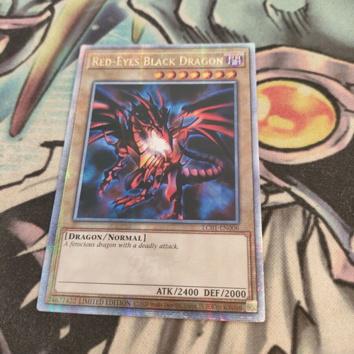 Red-Eyes Black Dragon Yu-Gi-Oh card, Quarter Century Secret Rare, LC01 edition