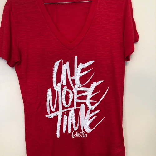 Guess women's t-shirt new, bright pink with sequins