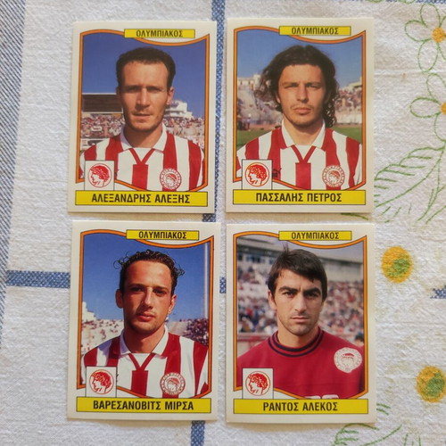 Olympiakos Panini football stickers set of 4 like new 1997