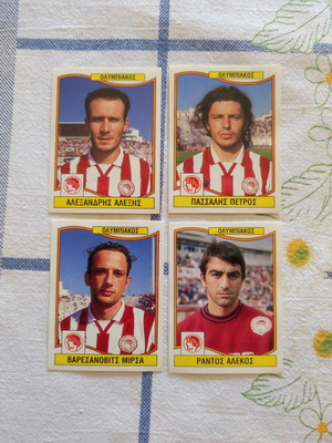 Olympiakos Panini football stickers set of 4 like new 1997