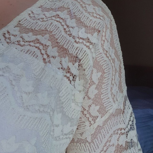 Boho lace dress beige new Anel with bell sleeves