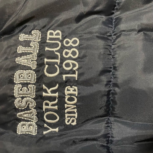 College Jacket Mandarino used, gray and blue, size Medium