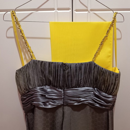 Evening dress Allure gray and yellow with embroidered bust like new