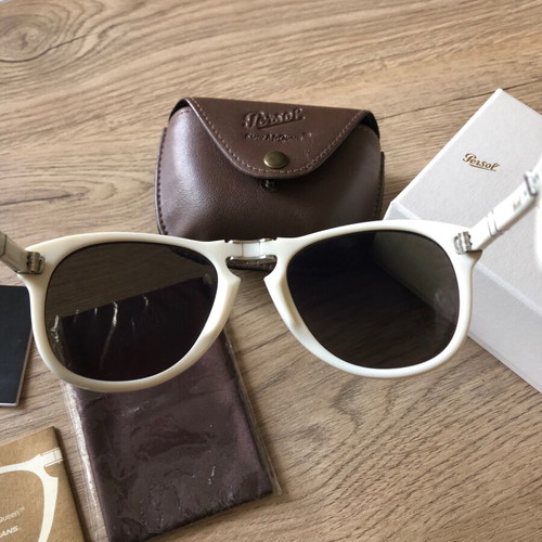 Persol Steve McQueen 24H Le Mans Centenary sunglasses like new, white and brown
