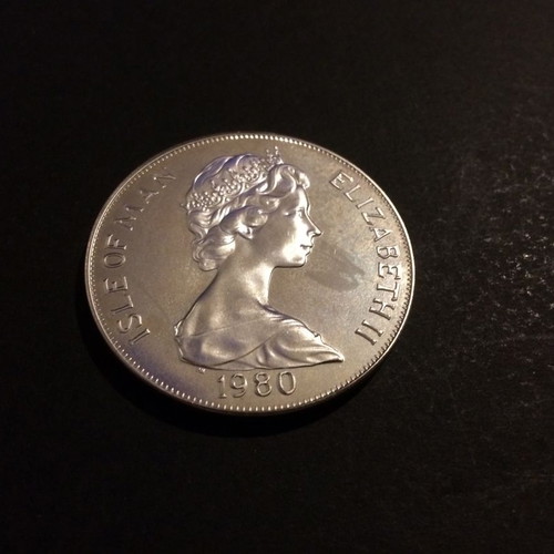 Isle of Man silver coin One Crown 1980 used