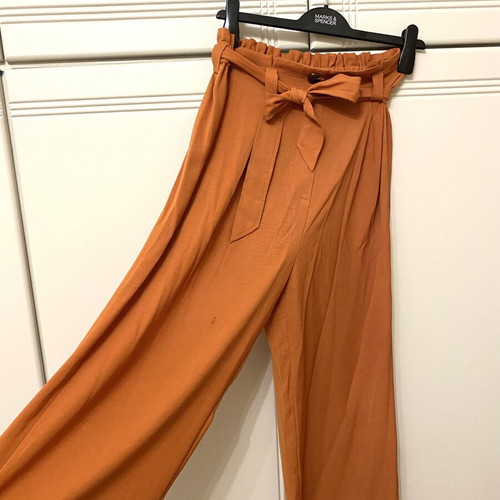Stradivarius orange-brown fabric pants calf-length, like new, size S