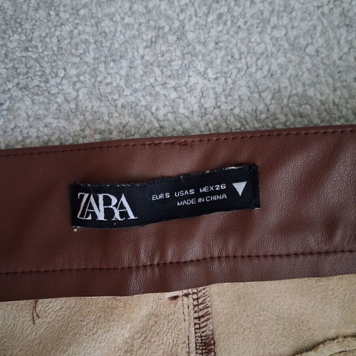 Zara leather-look pants brown like new, size S