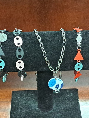 Jewelry collection 5 bracelets and necklace, colorful