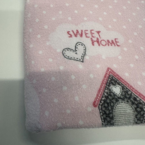 Flannel cotton single bed sheet set, pink with dog print