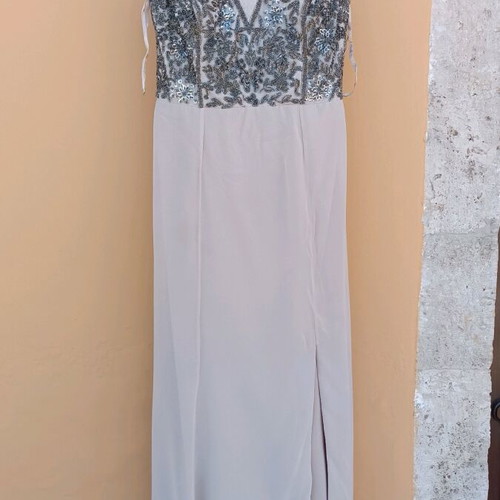 Demetrios evening dress like new, size M 38 10, beige