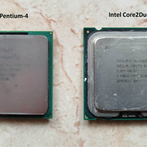 Intel CPUs used, pack of two Core2Duo E4600 and Pentium-4