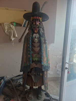 Collectible Life-Size Metal Sculpture 'Indian Warrior' by Peppa