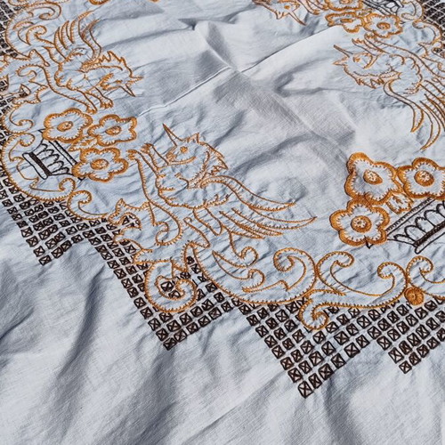 Handmade embroidered cotton tablecloth, 140x125 cm