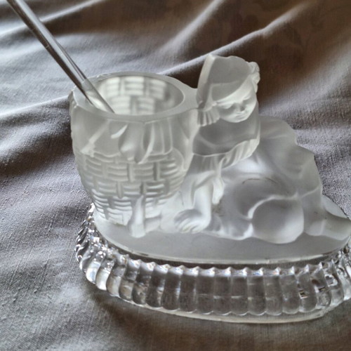 Baccarat style ice crystal jar like new for mustard