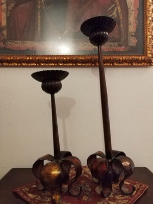 Vintage candlesticks used, set of 2, same design different height