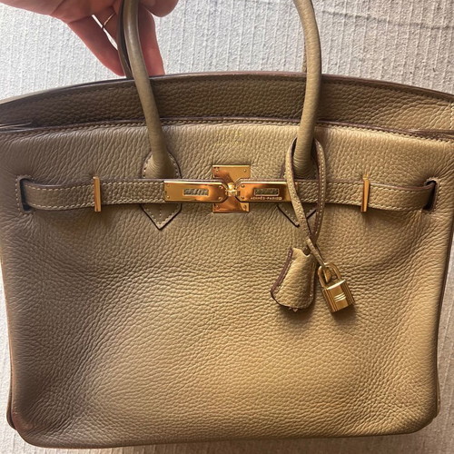 Leather handbag grey like new