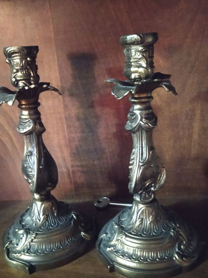 Candlesticks old solid brass like new