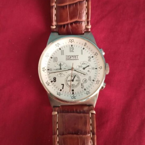Esprit wristwatch ES000T31021, stainless steel, brown leather strap