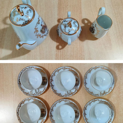 Yamaka Japanese Coffee Set Lithophane Geisha New