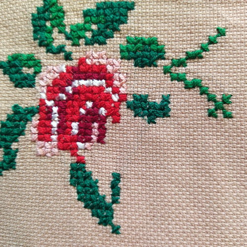 Hand embroidered tablecloth new, size 70-72 cm