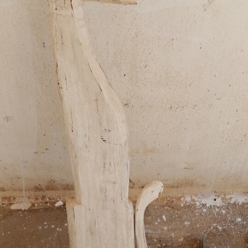 Handmade woodcarved cat statue vintage, 100-120cm, shabby chic