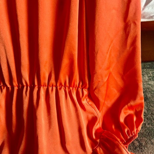 Satin dress orange like new, size S, Zoya