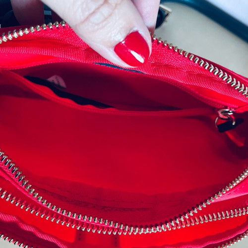 Tommy Hilfiger crossbody bag, red with blue leather strap