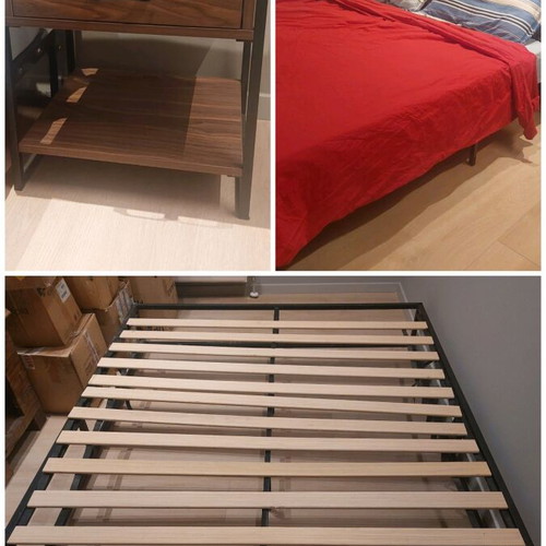 Iron beds set like new with matching bedside table