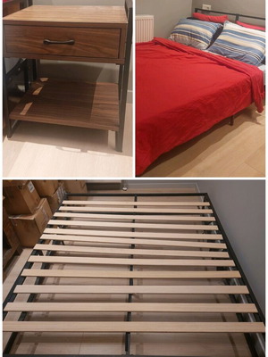Iron beds set like new with matching bedside table