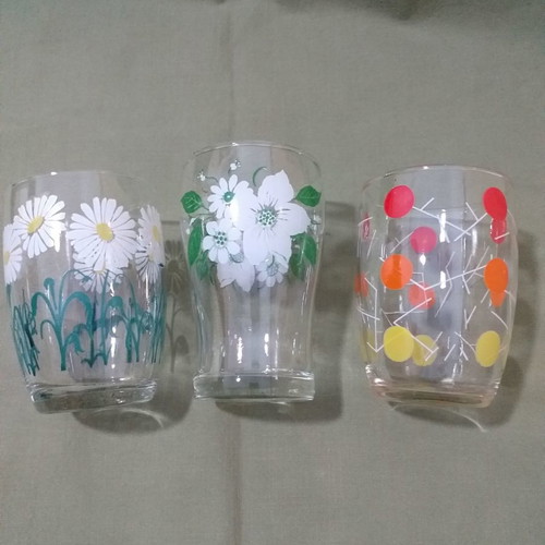 3 vintage water glasses