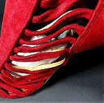  AQUAZZURA Follow Me 105 Crimson Suede Lace-Up High Heel Ankle Booties Γόβες 39