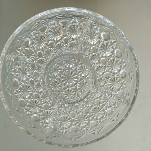 Crystal Serving Platter with Divided Sections vintage like new