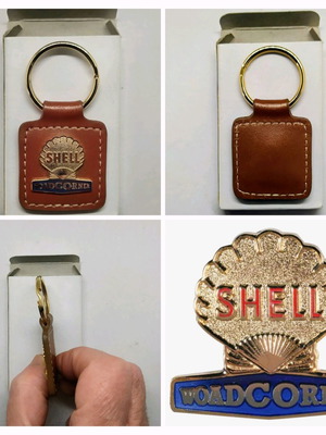 Vintage Shell leather keychain new old stock Roadcorner