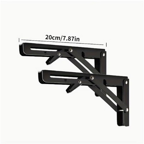 Folding Shelf Brackets Set of 2, Solid Metal, Stainless Steel, Adjustable