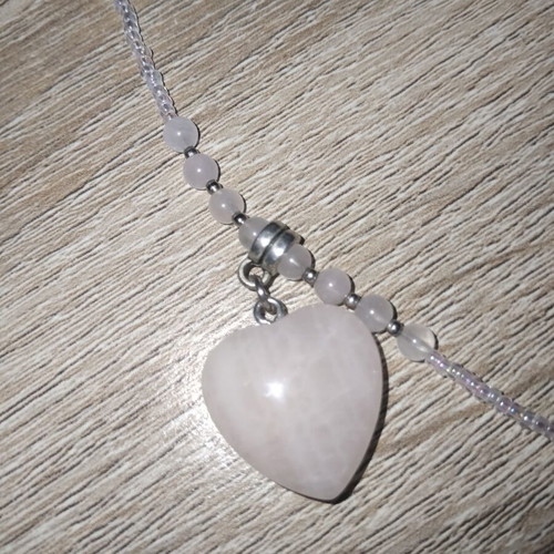 Handmade necklace with rose quartz beads and stainless steel clasp custom order