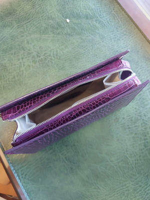 Aspinal of London leather case new, purple, versatile makeup pouch