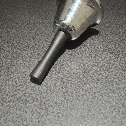 Metal Hand Bell used, silver with black handle