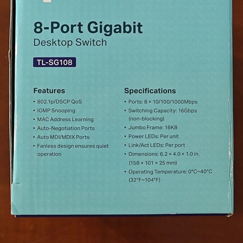 TP-LINK 8-Port Gigabit Ethernet Switch TL-SG108