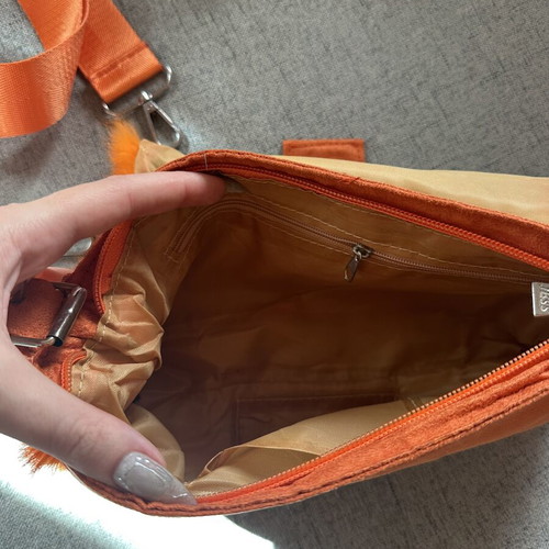 Boho orange fur bag