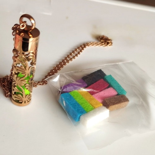 Golden Rose Aromatherapy Pendant with Case and Perforated Design