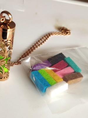 Golden Rose Aromatherapy Pendant with Case and Perforated Design