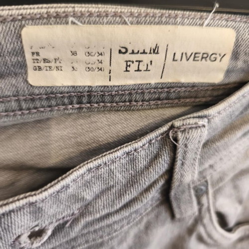 Livergy men's grey slim fit jeans used, large